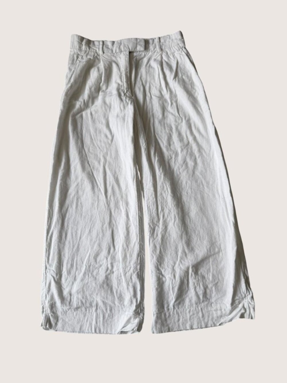 Abercrombie Fitch Linen Blend Wide Leg Pants Trouser Size 26 / 2S White Pockets